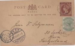 Natal 1897 Qv Card From Hermansburg Cds To Germany Fine