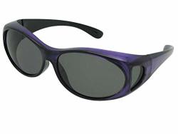 Style F3 Small Wrap Around Fit Over Sunglasses With Sunglass Rage Pouch ... Purple-med Dark Gray Lens 2 3 8