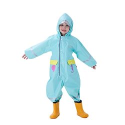 ZiweiStar Unisex Toddler baby Boys Girls Waterproof Rain Suit Sets Kids One Piece Rain Coat Coverall Hooded Jumpsuit 1-10 T