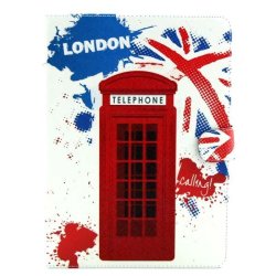 Telephone Booth Pattern Folio Pu Leather Case For Samsung T800