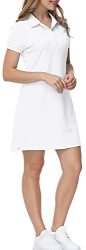 Mofiz Women's Polo Dress Easy Classic Short Sleeve Stretch Cotton For Daily Wear White M