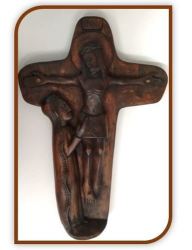 42CM African Unity Crucifix - Hand Carved