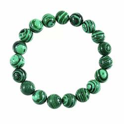 Forziani 10MM Malachite Beaded Bracelet For Men - Luck And Money - High Quality Stretch Green Gemstone Beads Mens Bracelet Size Large - Made