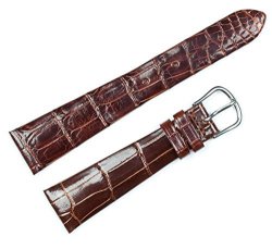 Genuine Alligator Watch Band - Brown 20MM - Shiny Finish - Fits Patek Philippe - By Debeer