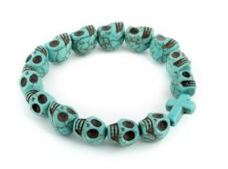 Jewelryvolt Stretchable Rave Plur Greenish Colored Day Of The Dead Bracelet With Cross FB-5127