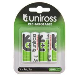 Uniross Aa 4PK 1200MAH Rechargeable Batteries