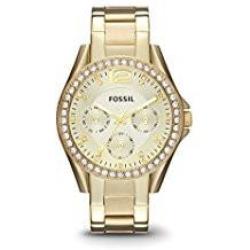 Fossil Women's ES3203 Riley Multifunction Gold-tone Stainless Steel Watch