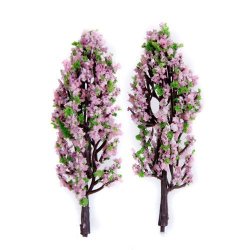 Generic 20PCS Model Trees With Pink And Green Flowers Train Railway Diorama Scenery Landscape Ho Scale 1:200 8.9 Cm