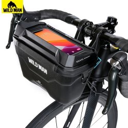 Wild Man Rainproof Bicycle Bag - 3L Hard Shell Handlebar Bag For Electric Scooter Mtb And Road Bike - Phone Case Included - Bike Accessories