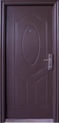 Entry Door High Security Steel With Frame Prehung 3 Panel Powder Coated Brown Left Hand Opening OPEN-IN-W860XH2050MM