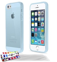 Original Muzzano Blue "aquarelle" Flexible Case For Apple Iphone 5 + 3 "ultraclear" Screen Protective Films For Apple Iphone 5
