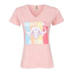 Sniper Africa Ladies Hunt Like A Girl Pink Melange T-Shirt