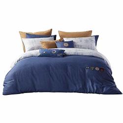 Luolai Lovo Kids Duvet Cover Twin 3pcs Blue Cotton Bedding Set