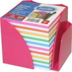 Bantex Optima Plastic Memo Cube With Pen Compartment 800 Sheets Pink