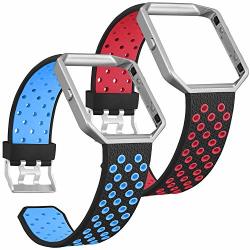 Skylet Compatible With Fitbit Blaze Bands With Frames 2 Pack Sport Silicone Replacement Breathable Wristbands Compatible With Fitbit Blaze Smart Watch Men Women Black