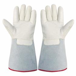 Zfusshop Gloves Gardening Gauntlet GLOVES-80-200LIQUID Nitrogen Gloves Cold Storage Dry Ice Anti-freeze Gloves Work For Welders Leather Gloves Heat Resistant Protective Gloves Work Farm