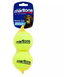 Marltons Squeaky Tennis Ball Medium 2 Pack