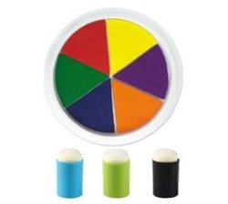 Craft Stationery Round Ink Stamp Pad 6 Colours & Finger Cot Ink 3 Colours