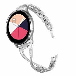 V-MORO Silver Band Compatible With Galaxy Watch Active 40MM Bands Women 20MM Bling Jewelry Bangle Metal Stainless Steel Bracelet For Samsung Galaxy Watch Active