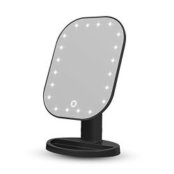 Thosdt Makeup Light Mirror 20 Leds Touch Light Illuminated Cosmetic Desktop Vanity Mirror With Stand Handy Touching On off Black