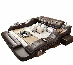 Double Its-me BED|80 76 King Size|real Leather|massage Function|bedbox|blue Tooth Speakers|led- Light|safe|usb Charger|slatted Bed