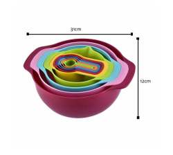 Heartdeco 10PCS Rainbow Mixing Bowl Colander & Measuring Spoons Set