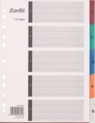 Bantex Pp Indexes A4 1-5 Division Assorted Colours