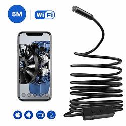 Wireless Endoscope Wifi Inspection Camera 2.0 Megapixels HD Snake Camera Micro USB Borescope With Adjustable Lamp Holder Waterproof Endoscope Laptops USB Otg Compatible Android Smartphones 16.4FT