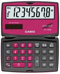 Casio Calculator Colorful Folding Notebook Type 8-DIGIT SL-C100B-BR-N Berry Pink