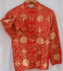 Chinese Blouse jacket - Rich Red & Gold - Mandarin Collar - Lovely Fit - Size 38-40