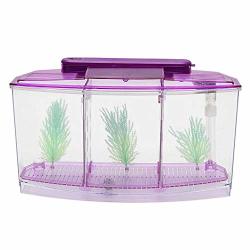 Meet&sunshine MINI Fish Tank Aquarium Starter Kits With LED Colorful Light Fish Aquarium Tank Divider Filter Water Goldfish Bowl Desktop Decor Purple