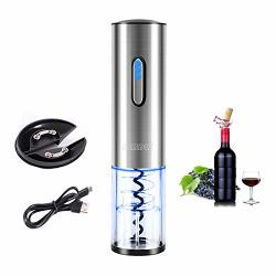 Szmdlx Electric Wine Opener Stainless Steel Electric Corkscrew USB Rechargeable Cordless Wine Bottle Opener With Foil Cutter