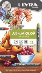 Aquacolor Wax Crayons - 12 Colours In Metal Box