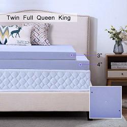 Houhai Memory Foam Mattress Topper 2.5 3 4 Inch Queen King Twin Full Size - Ventilated Design Comfortable Mattress Support For Side Back Stomach Sleepers Full Lavender- 4 Inch