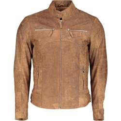 Classic Slim Fit Leather Jacket Rusty Brown - - 2XL