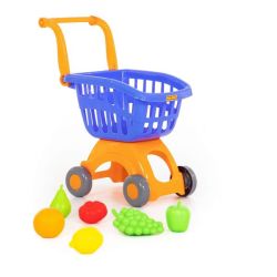 Toy Shopping Trolley With Food 6 Piece