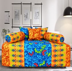 100% Cotton Floral Bedding Set Of 6 Home Decor Single Bed Sheet Set Diwan Gift- 104 Tc SB-DS91C