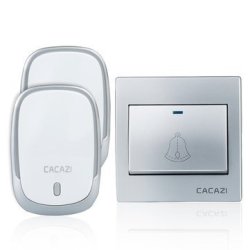 Cacazi AC110-220V Wireless Doorbell Waterproof 1 Button 2 Plug- In