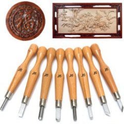 8PCS Professional Carbon Steel Chisel Set Wooden Handle Diy Woodworking Carving Tool
