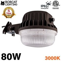 Bobcat LED Area Light 80W Dusk To Dawn Photocell Included Perfect Yard Light Or Barn Light 8500 Lumens 3000K Etl Listed 700W Incandescent Or