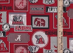 Sykel New University Of Alabama Roll Tide Pattern 1130 Cotton Fabric