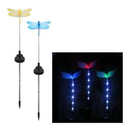 2PCS Solar Fiber Optic Color Changing Garden Stake Light Dragonfly