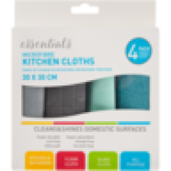 Microfibre Kitchen Cloths 4 Pack Colour May Vary