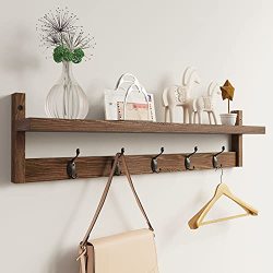 Greenco Entryway Wall-Mounted Floating Shelf with Wooden Peg Style