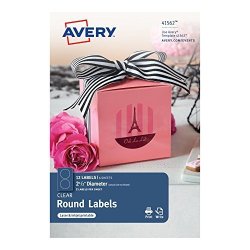Avery Round Labels Glossy Clear 2-1 2" Diameter Laser inkjet 4"X6" Sheets Pack Of 12 41562