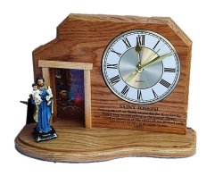 36CM Oak St Joseph Grotto Clock