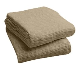 DELUXE 100% Cotton Twin Thermal Blanket Sand