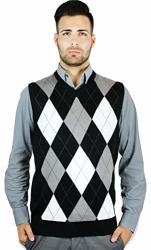 Blue Ocean Argyle Sweater Vest-medium Black