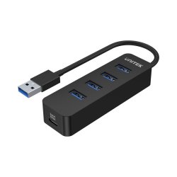 UNITEK USB3.2 4P Hub Type-a Type-c Charging Blk