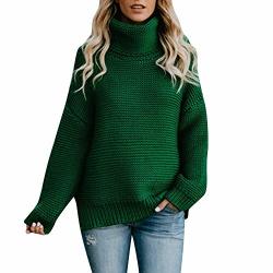 Women's Leyben Tops Women Fashion Long Sleeve Loose Turtleneck Knitted  Sweater Jumper Pullover Top Blouse M Green Prices, Shop Deals Online